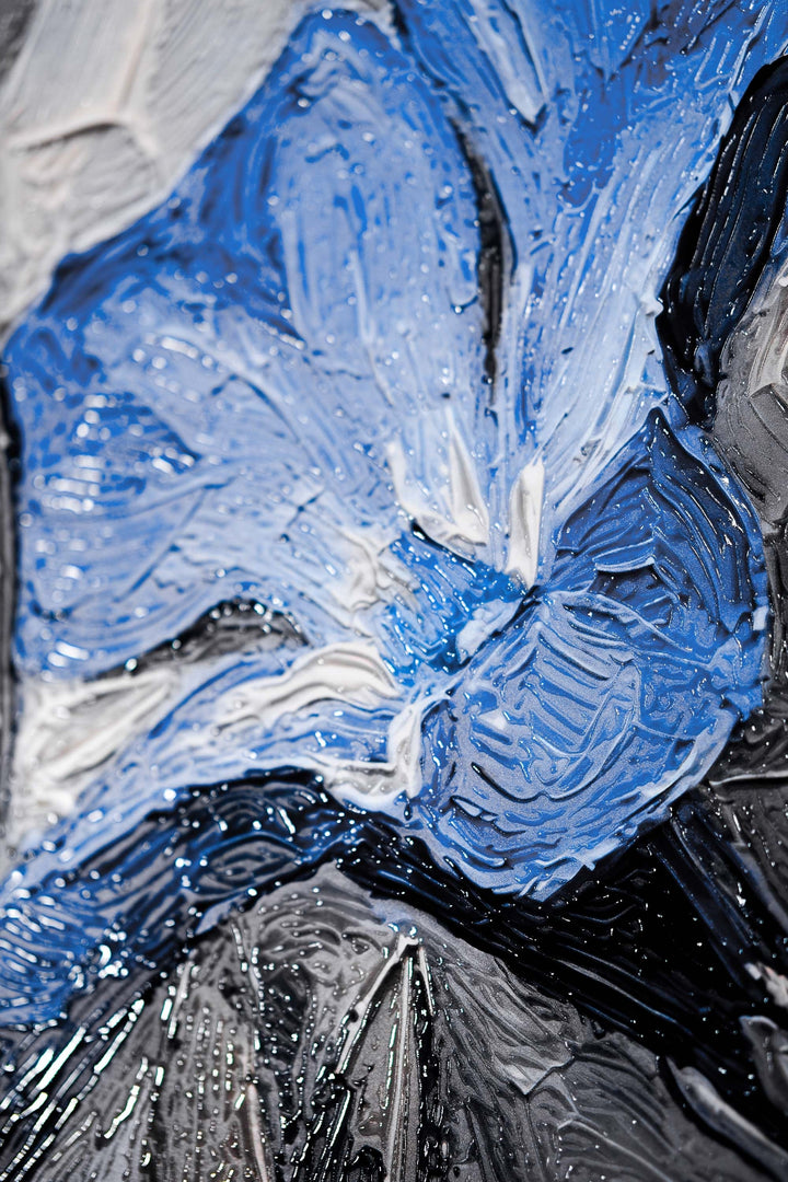 Sapphire Flora Relief — 3D Haptic Embossed High-Gloss Luxury Wall Art Home &amp; Garden > Decor > Artwork > Posters, Prints, &amp; Visual Artwork Insigne Art Design