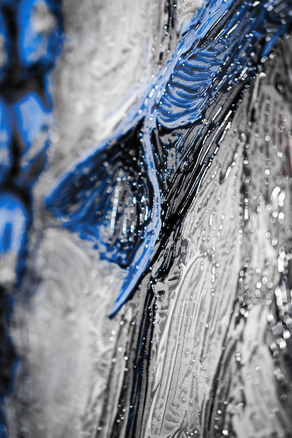 Sapphire Flora Relief — 3D Haptic Embossed High-Gloss Luxury Wall Art Home & Garden > Decor > Artwork > Posters, Prints, & Visual Artwork Insigne Art Design