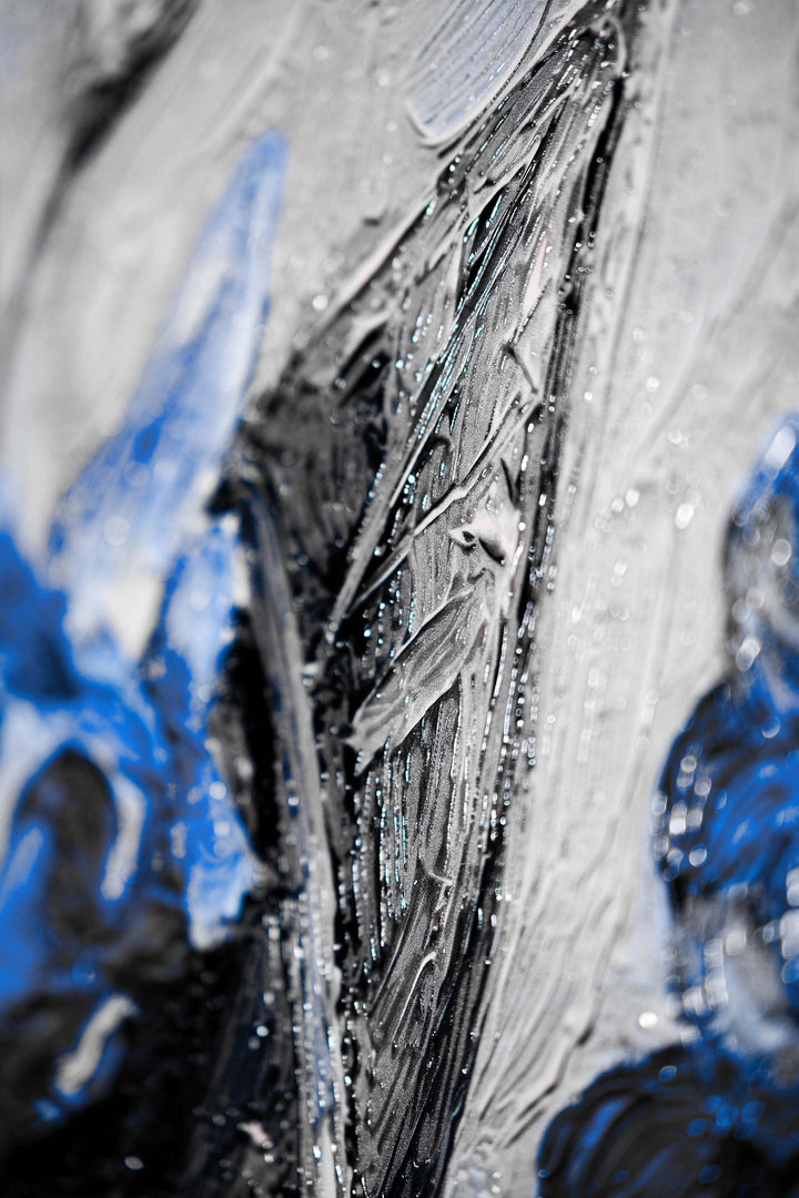 Sapphire Flora Relief — 3D Haptic Embossed High-Gloss Luxury Wall Art Home &amp; Garden > Decor > Artwork > Posters, Prints, &amp; Visual Artwork Insigne Art Design
