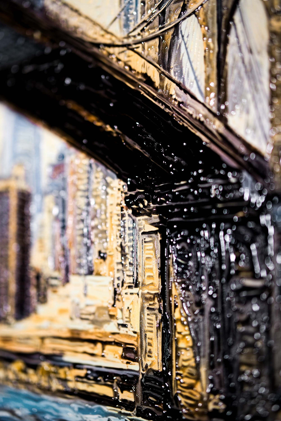 Gotham’s Golden Gateway: Brooklyn Bridge — 3D Haptic Embossed High-Gloss Luxury Wall Art Home &amp; Garden > Decor > Artwork > Posters, Prints, &amp; Visual Artwork Insigne Art Design