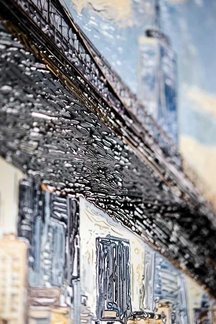 Gotham’s Golden Gateway: Brooklyn Bridge — 3D Haptic Embossed High-Gloss Luxury Wall Art Home &amp; Garden > Decor > Artwork > Posters, Prints, &amp; Visual Artwork Insigne Art Design