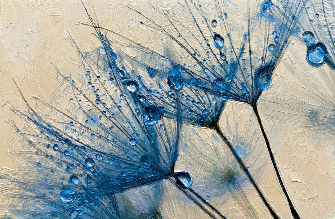 Sapphire Dew Dandelion — 3D Haptic Embossed High-Gloss Luxury Wall Art Home & Garden > Decor > Artwork > Posters, Prints, & Visual Artwork Insigne Art Design