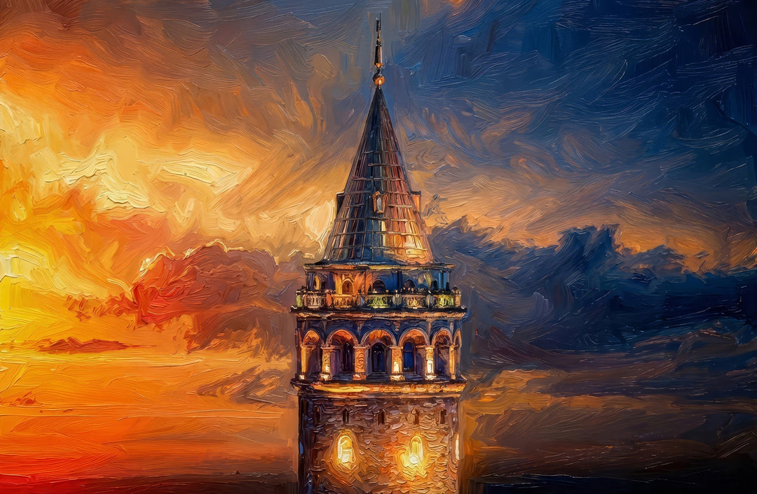 Galata Sunset Sentinel — 3D Haptic Embossed High-Gloss Luxury Wall Art Home & Garden > Decor > Artwork > Posters, Prints, & Visual Artwork Insigne Art Design