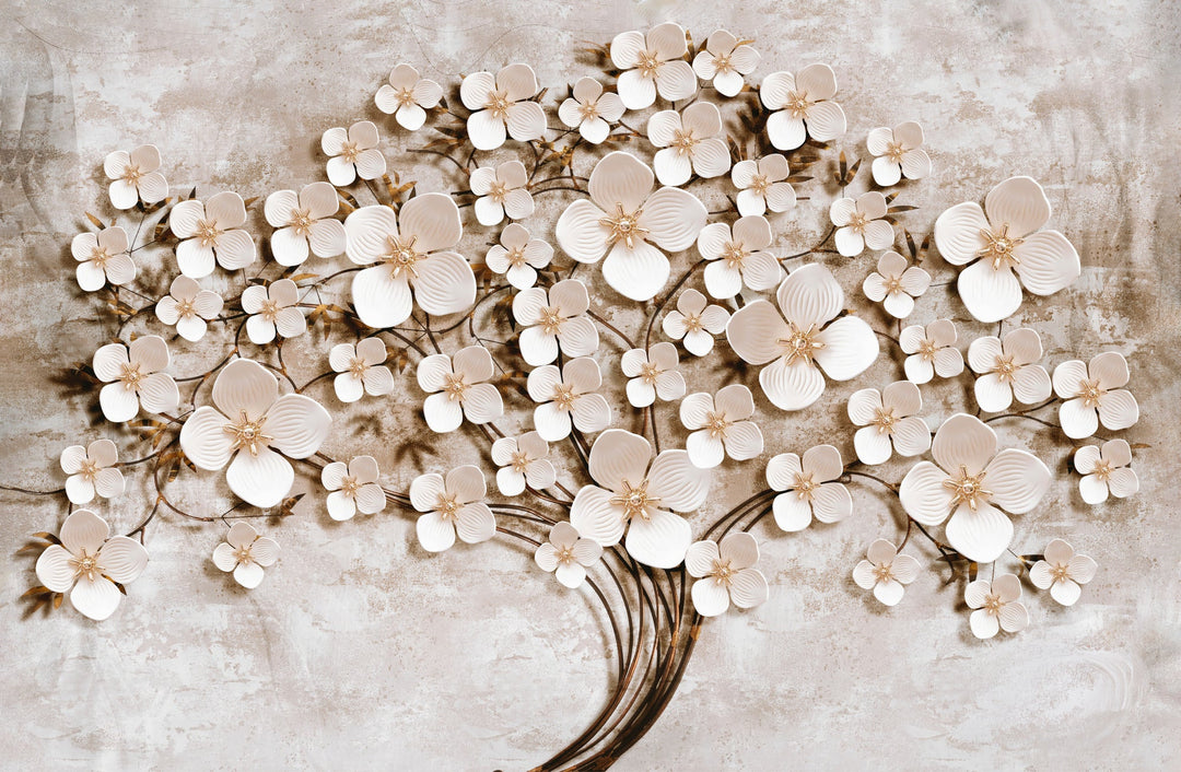 Ivory Floral Symphony — 3D Haptic Embossed High-Gloss Luxury Wall Art Home & Garden > Decor > Artwork > Posters, Prints, & Visual Artwork Insigne Art Design