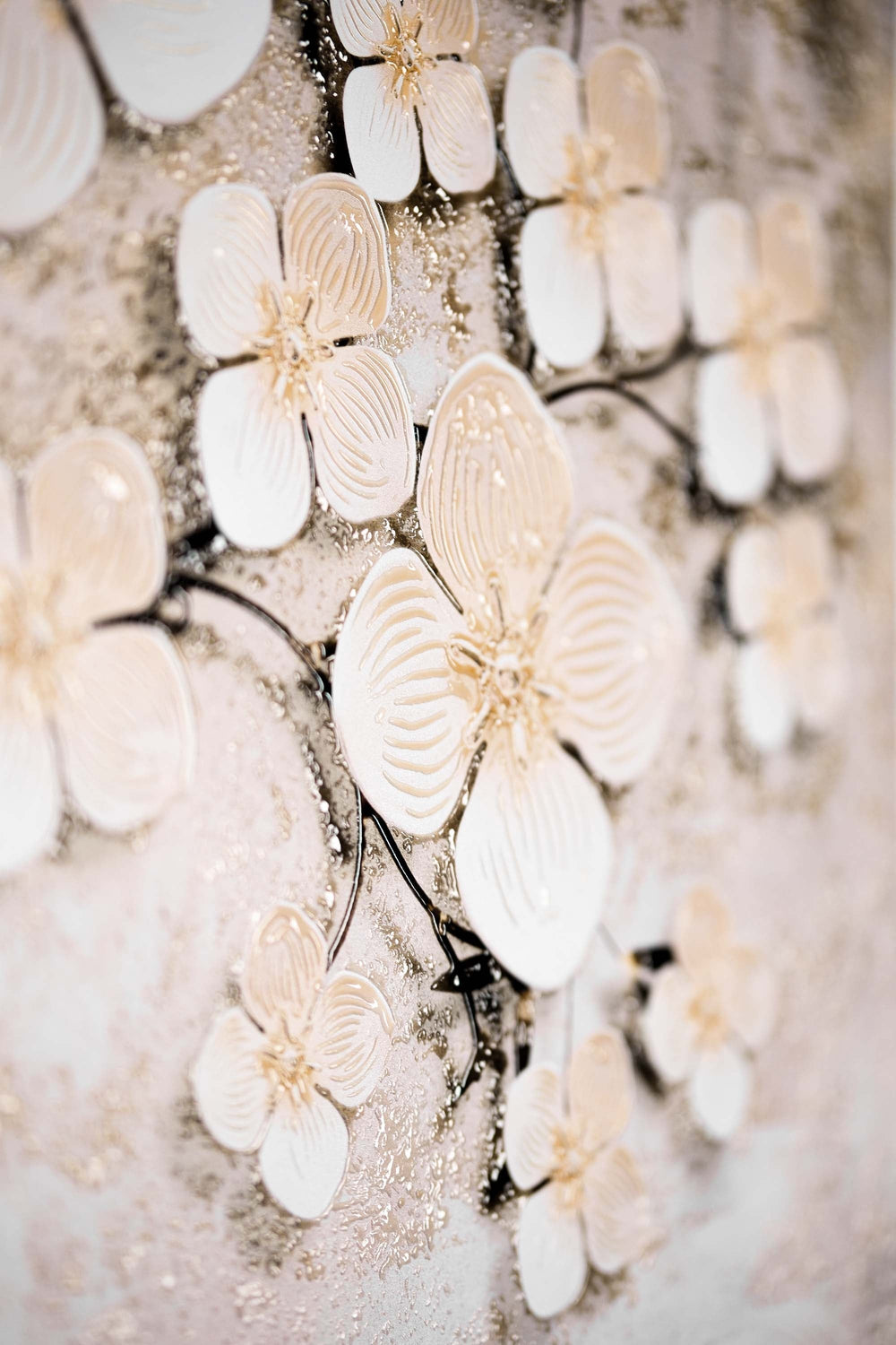 Ivory Floral Symphony — 3D Haptic Embossed High-Gloss Luxury Wall Art Home & Garden > Decor > Artwork > Posters, Prints, & Visual Artwork Insigne Art Design