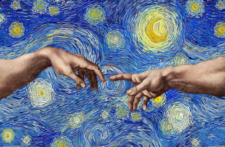Celestial Touch of Creation — 3D Haptic Embossed High-Gloss Luxury Wall Art Home &amp; Garden > Decor > Artwork > Posters, Prints, &amp; Visual Artwork Insigne Art Design