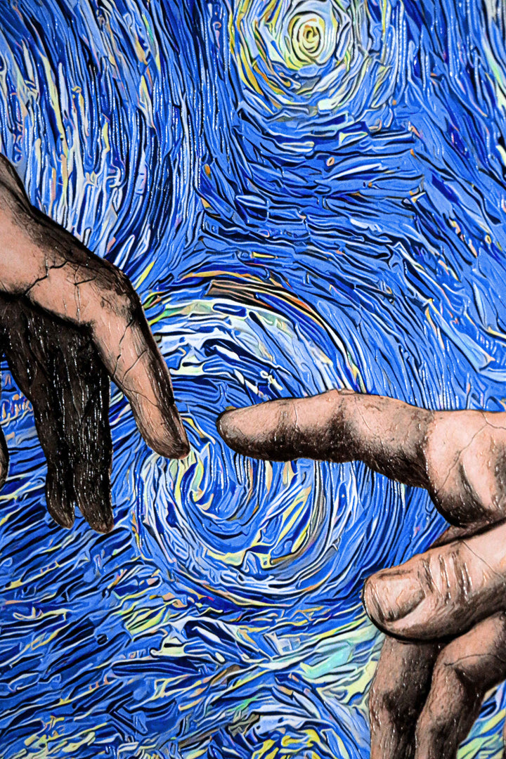 Celestial Touch of Creation — 3D Haptic Embossed High-Gloss Luxury Wall Art Home &amp; Garden > Decor > Artwork > Posters, Prints, &amp; Visual Artwork Insigne Art Design