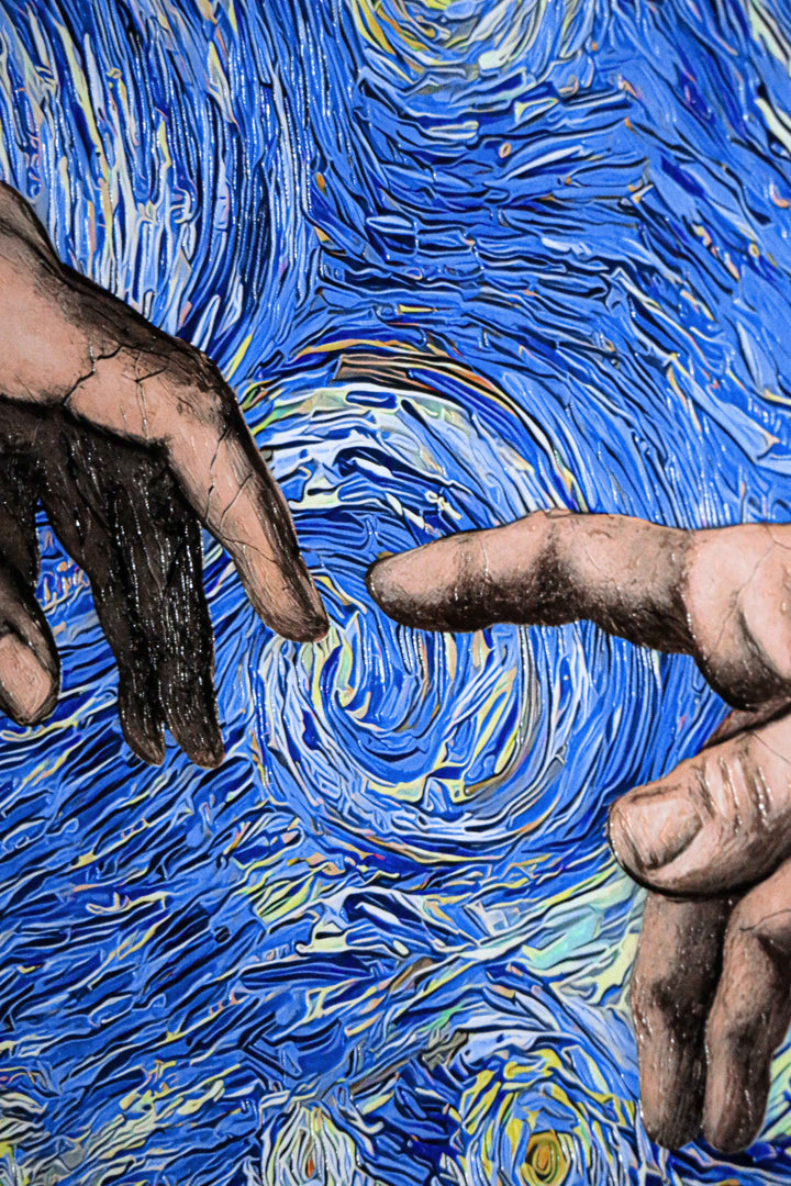 Celestial Touch of Creation — 3D Haptic Embossed High-Gloss Luxury Wall Art Home &amp; Garden > Decor > Artwork > Posters, Prints, &amp; Visual Artwork Insigne Art Design