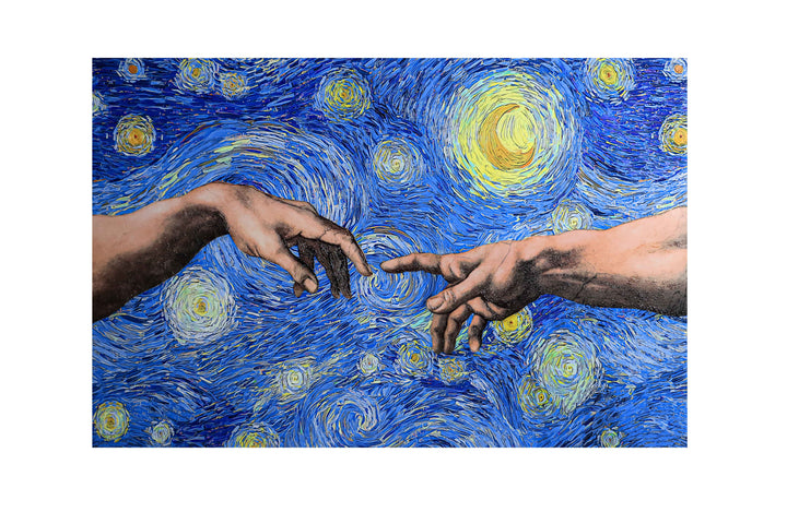 Celestial Touch of Creation — 3D Haptic Embossed High-Gloss Luxury Wall Art Home &amp; Garden > Decor > Artwork > Posters, Prints, &amp; Visual Artwork Insigne Art Design