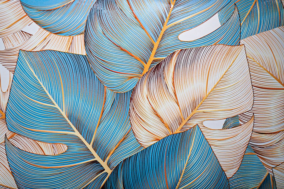 Azure Gilded Monstera — 3D Haptic Embossed High-Gloss Luxury Wall Art Home & Garden > Decor > Artwork > Posters, Prints, & Visual Artwork Insigne Art Design