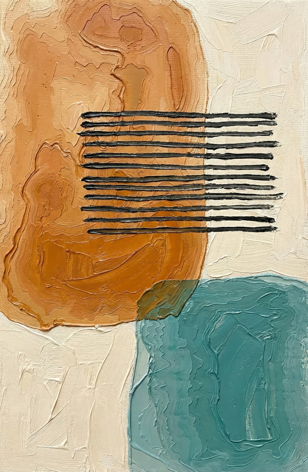 Ochre & Teal Linear Harmony — 3D Haptic Embossed High-Gloss Luxury Wall Art Home & Garden > Decor > Artwork > Posters, Prints, & Visual Artwork Insigne Art Design