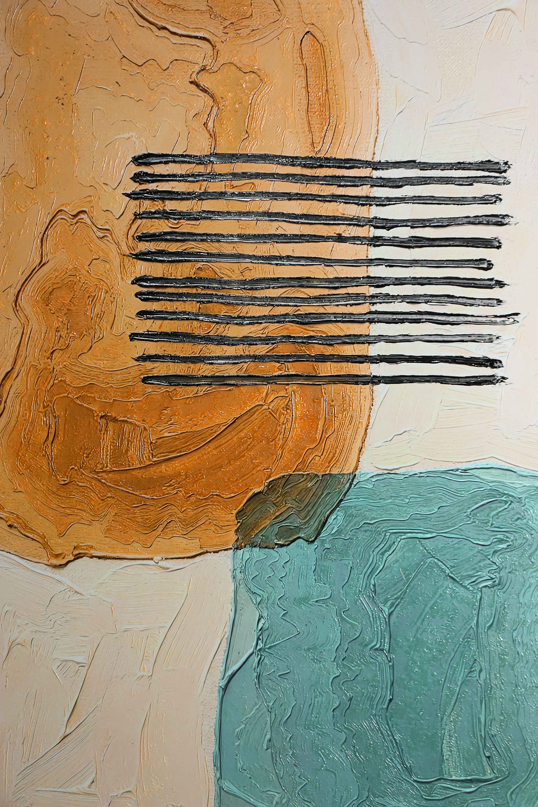 Ochre &amp; Teal Linear Harmony — 3D Haptic Embossed High-Gloss Luxury Wall Art Home &amp; Garden > Decor > Artwork > Posters, Prints, &amp; Visual Artwork Insigne Art Design