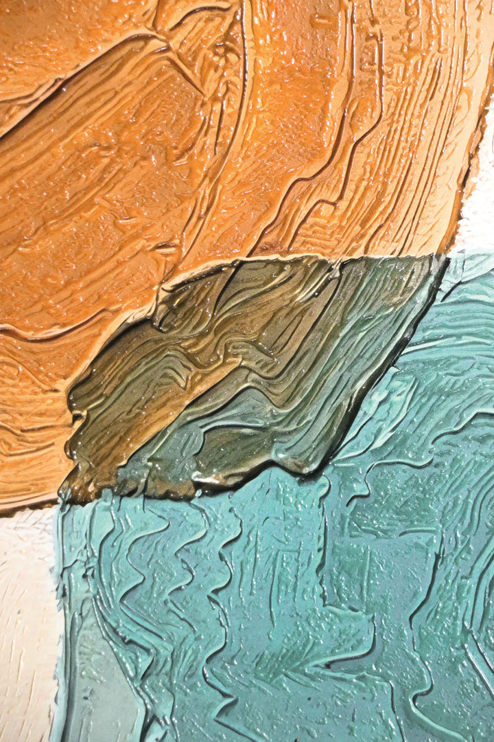 Ochre &amp; Teal Linear Harmony — 3D Haptic Embossed High-Gloss Luxury Wall Art Home &amp; Garden > Decor > Artwork > Posters, Prints, &amp; Visual Artwork Insigne Art Design