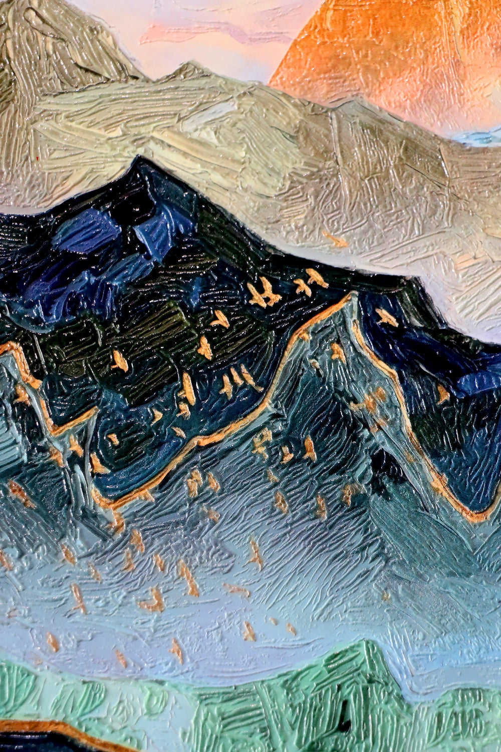 Golden Summit Peaks — 3D Haptic Embossed High-Gloss Luxury Wall Art Home & Garden > Decor > Artwork > Posters, Prints, & Visual Artwork Insigne Art Design