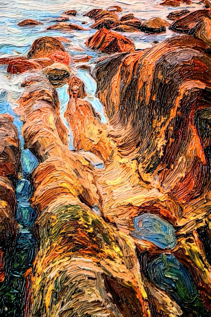 Amber Coastline Reverie — 3D Haptic Embossed High-Gloss Luxury Wall Art Wall Decoration Insigne Art Design