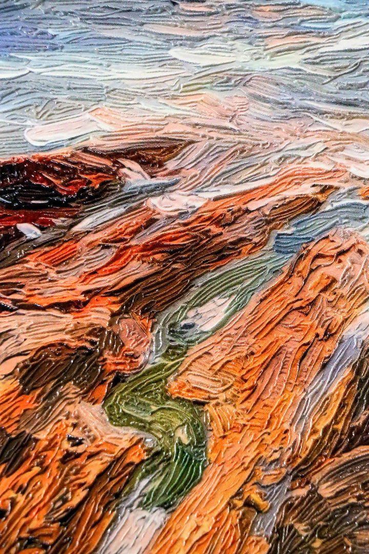 Amber Coastline Reverie — 3D Haptic Embossed High-Gloss Luxury Wall Art Wall Decoration Insigne Art Design