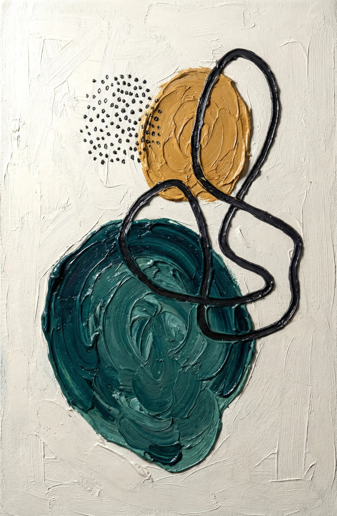 Teal & Ochre Abstract Loop — 3D Haptic Embossed High-Gloss Luxury Wall Art Home & Garden > Decor > Artwork > Posters, Prints, & Visual Artwork Insigne Art Design
