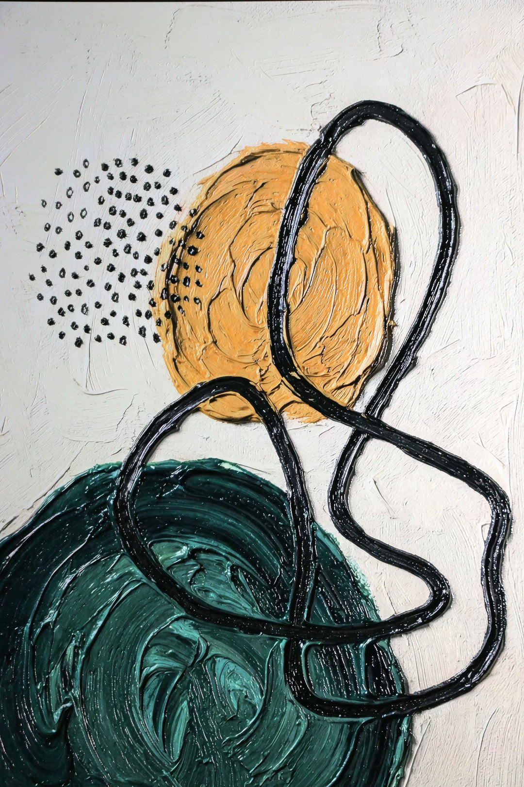 Teal &amp; Ochre Abstract Loop — 3D Haptic Embossed High-Gloss Luxury Wall Art Home &amp; Garden > Decor > Artwork > Posters, Prints, &amp; Visual Artwork Insigne Art Design