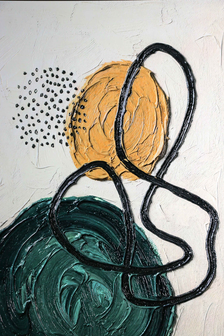 Teal &amp; Ochre Abstract Loop — 3D Haptic Embossed High-Gloss Luxury Wall Art Home &amp; Garden > Decor > Artwork > Posters, Prints, &amp; Visual Artwork Insigne Art Design