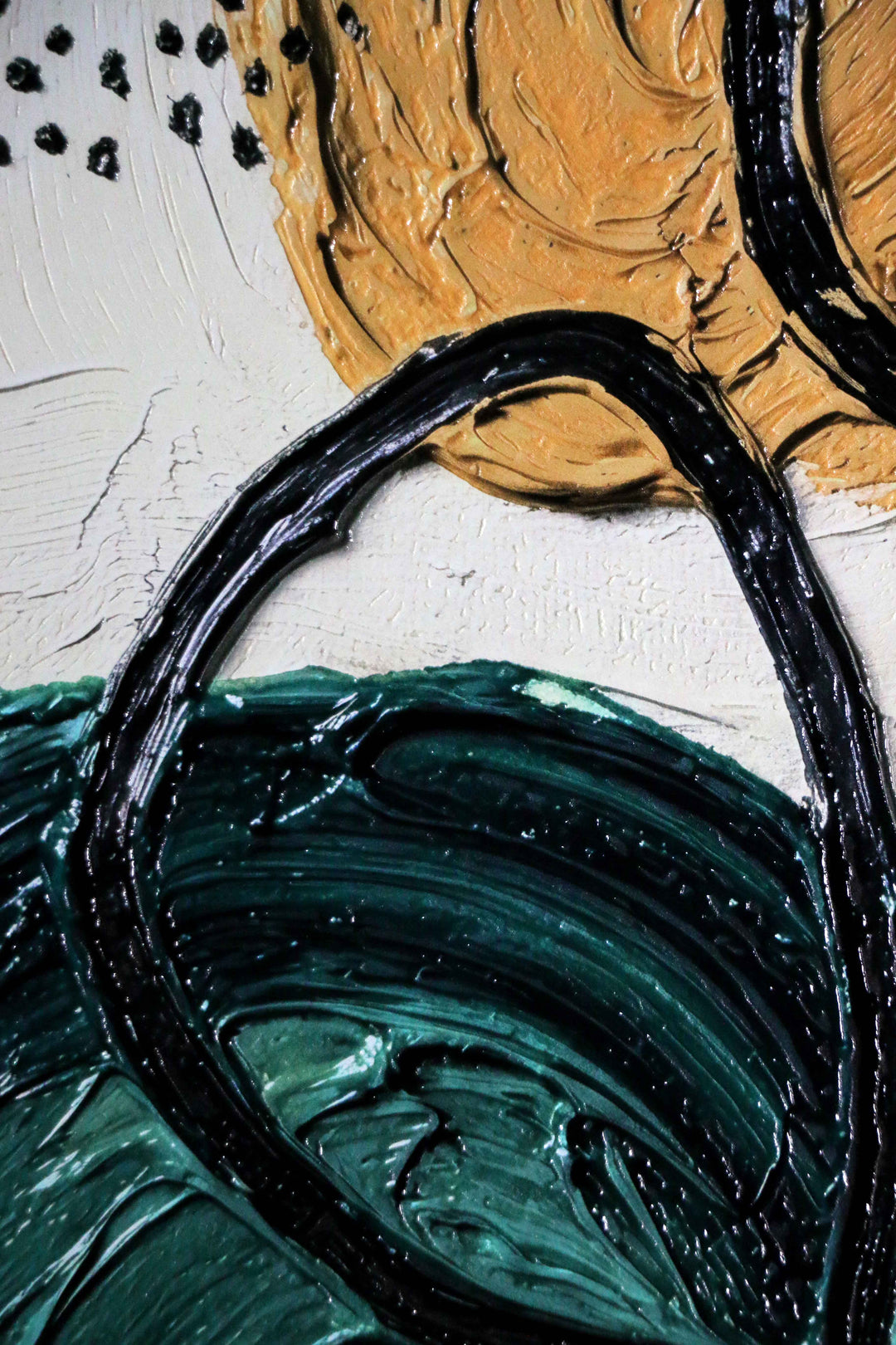 Teal &amp; Ochre Abstract Loop — 3D Haptic Embossed High-Gloss Luxury Wall Art Home &amp; Garden > Decor > Artwork > Posters, Prints, &amp; Visual Artwork Insigne Art Design
