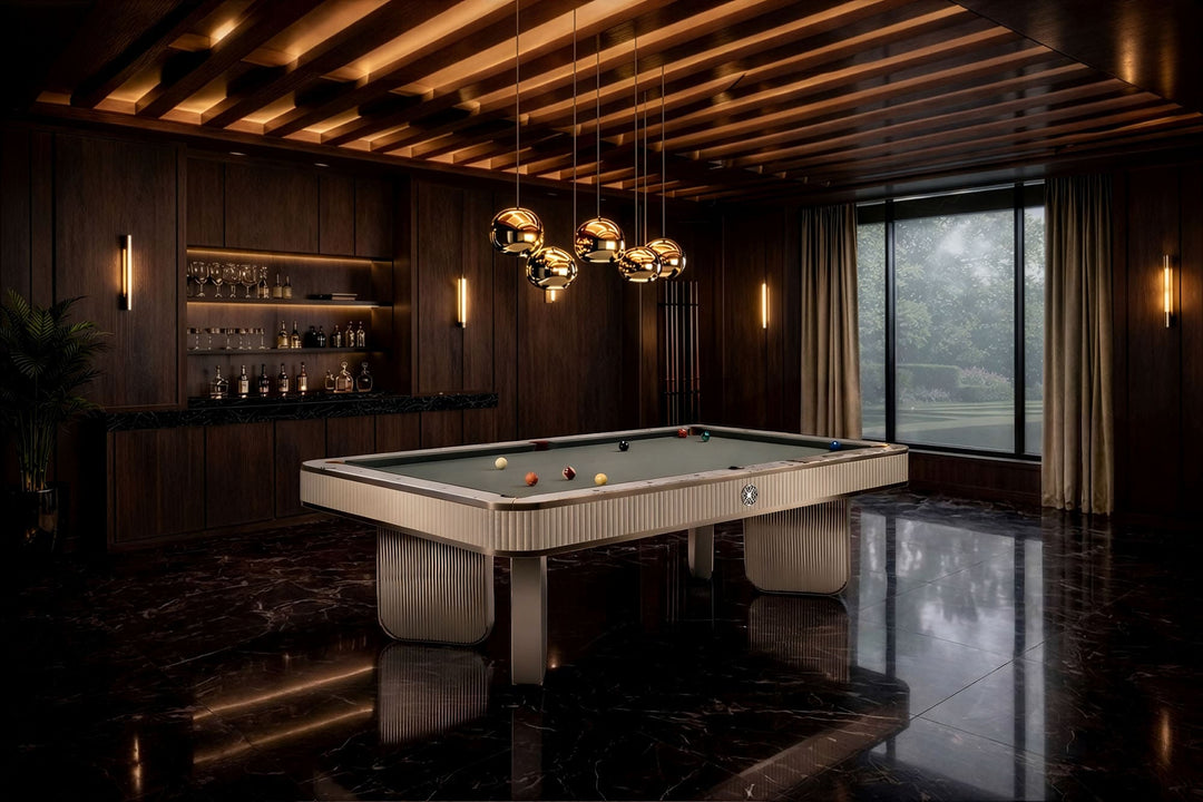 Elie Saab x Impatia Plissé Billiard Table in a modern interior