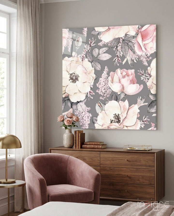 Flower Glass Wall Art - Lifestyle preview in a designer interior