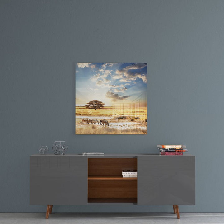 Africa (Wide Meadow) Glass Wall Art.