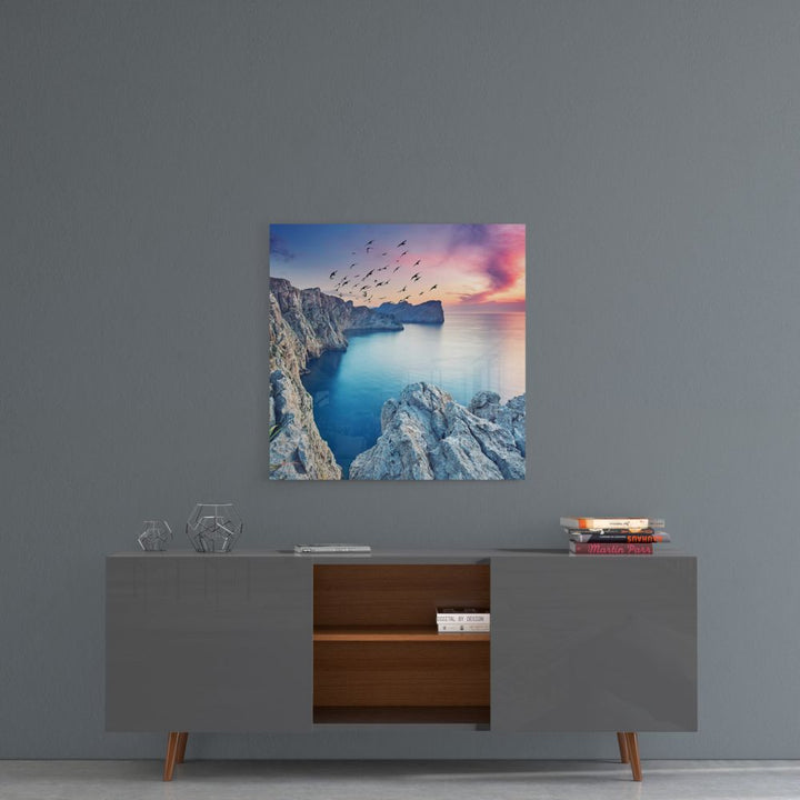 Red Sunset Glass Wall Art.