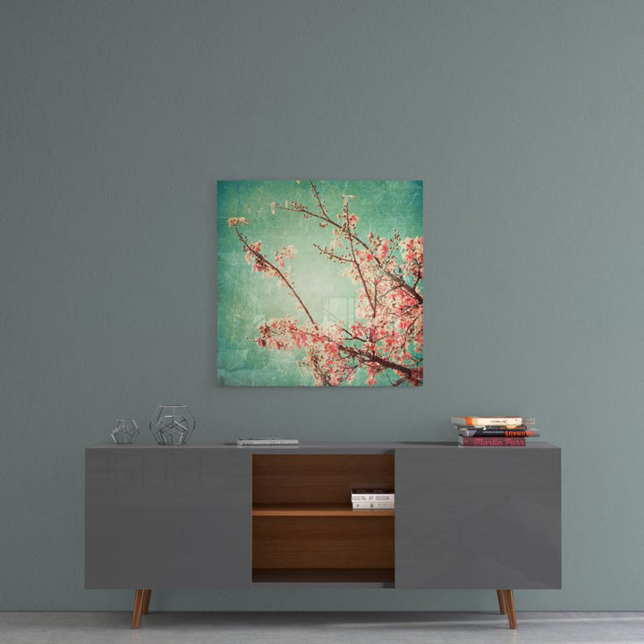 Cherry Blossom Glass Wall Art.