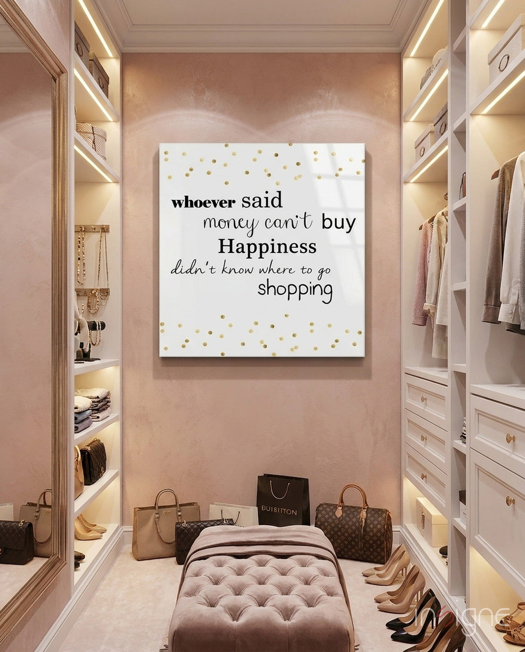 Shopping Glass Wall Art - Lifestyle preview in a designer interior