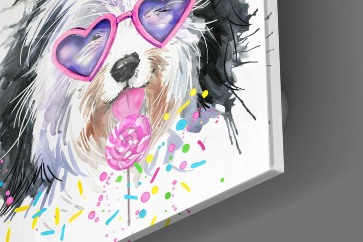 Cute Dog Glass Wall Art.