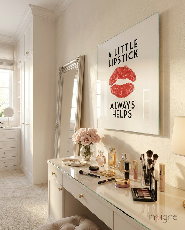 Lipstick Glass Wall Art - Lifestyle preview in a designer interior