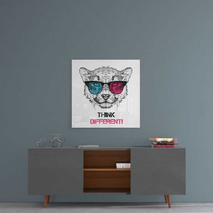 Think Differently Glass Wall Art.