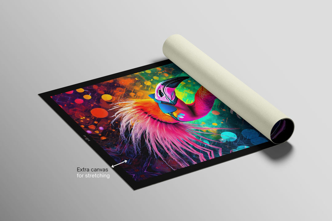 Electric Flamingo Groove — 3D Haptic Embossed High-Gloss Luxury Wall Art Insigne Art Design