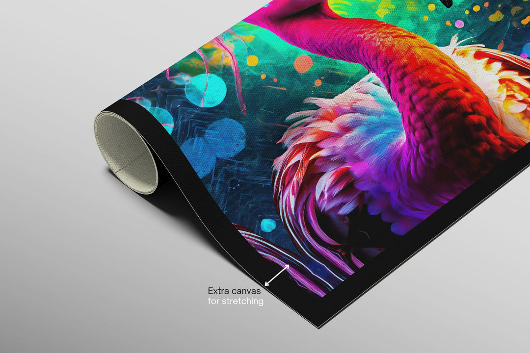Electric Flamingo Groove — 3D Haptic Embossed High-Gloss Luxury Wall Art Insigne Art Design