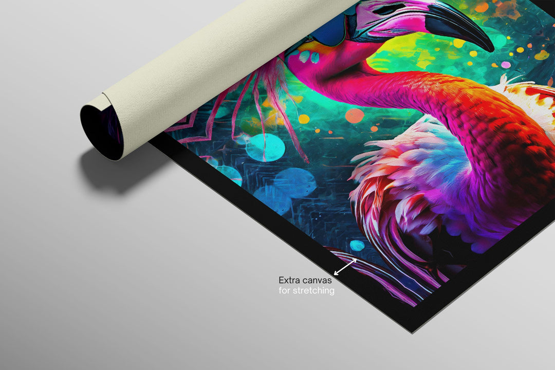 Electric Flamingo Groove — 3D Haptic Embossed High-Gloss Luxury Wall Art Insigne Art Design
