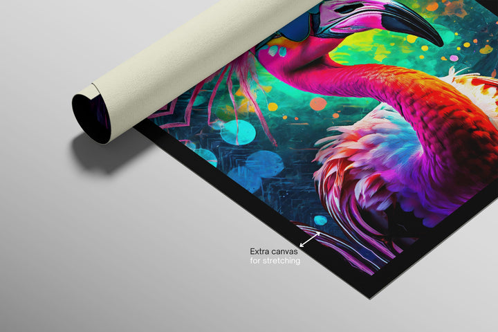 Electric Flamingo Groove — 3D Haptic Embossed High-Gloss Luxury Wall Art Insigne Art Design