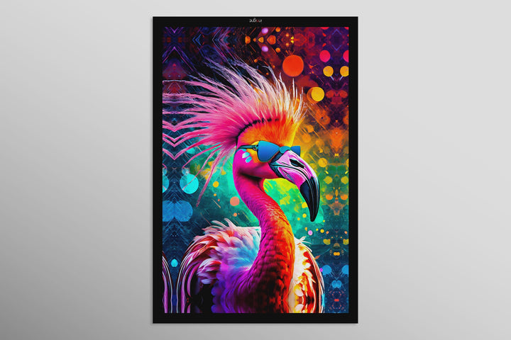 Electric Flamingo Groove — 3D Haptic Embossed High-Gloss Luxury Wall Art Insigne Art Design