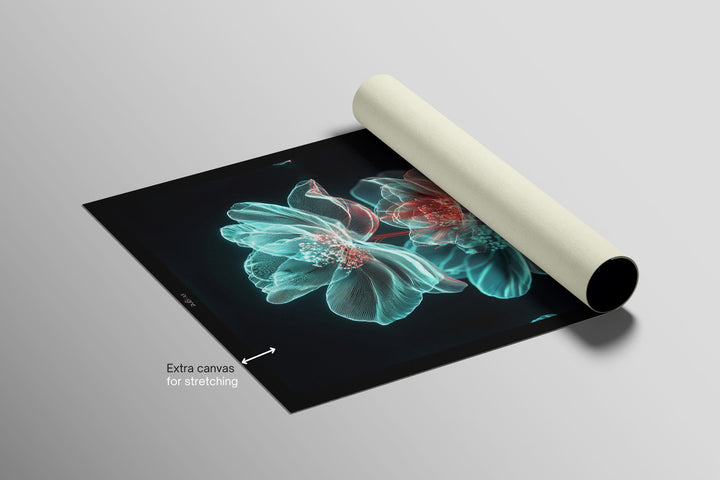 Cyan Ether Blooms — 3D Haptic Embossed High-Gloss Luxury Wall Art Insigne Art Design