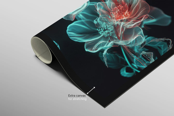 Cyan Ether Blooms — 3D Haptic Embossed High-Gloss Luxury Wall Art Insigne Art Design