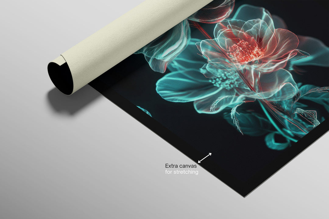Cyan Ether Blooms — 3D Haptic Embossed High-Gloss Luxury Wall Art Insigne Art Design