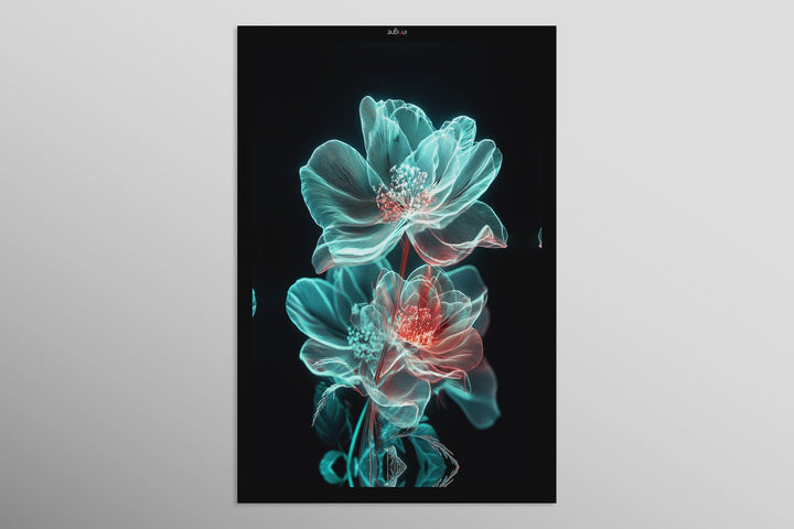 Cyan Ether Blooms — 3D Haptic Embossed High-Gloss Luxury Wall Art Insigne Art Design