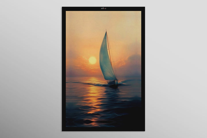 Azure Voyage: Golden Horizon — 3D Haptic Embossed High-Gloss Luxury Wall Art Insigne Art Design