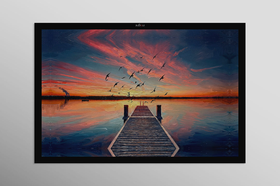 Twilight Pier Sojourn — 3D Haptic Embossed High-Gloss Luxury Wall Art Home &amp; Garden > Decor > Artwork > Posters, Prints, &amp; Visual Artwork Insigne Art Design