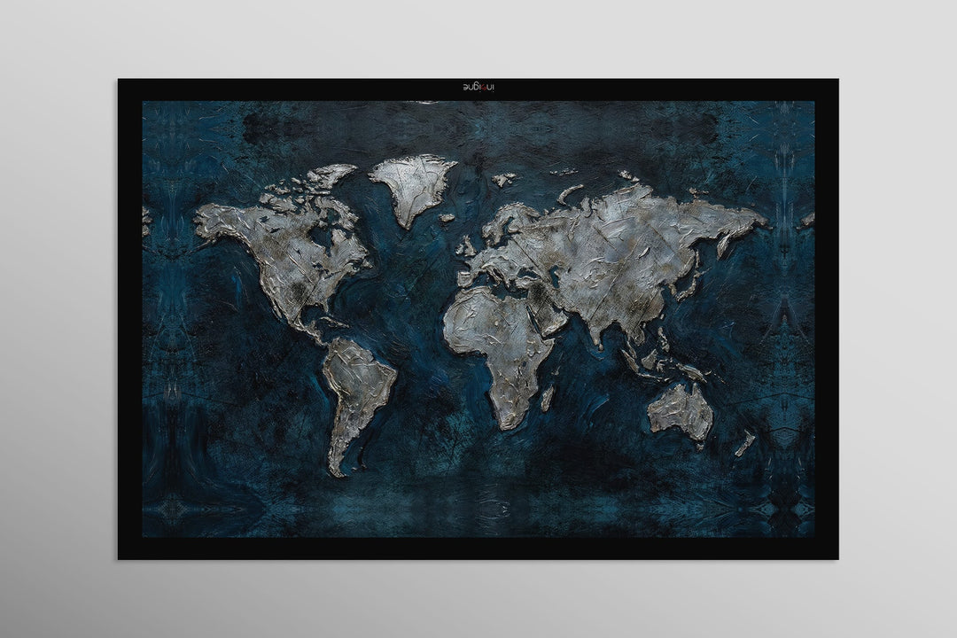 Sapphire Metallic Atlas — 3D Haptic Embossed High-Gloss Luxury Wall Art Home &amp; Garden > Decor > Artwork > Posters, Prints, &amp; Visual Artwork Insigne Art Design