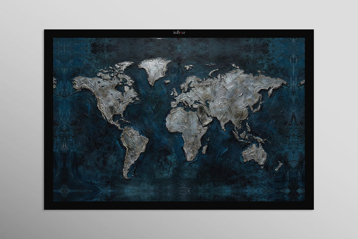 Sapphire Metallic Atlas — 3D Haptic Embossed High-Gloss Luxury Wall Art Home &amp; Garden > Decor > Artwork > Posters, Prints, &amp; Visual Artwork Insigne Art Design