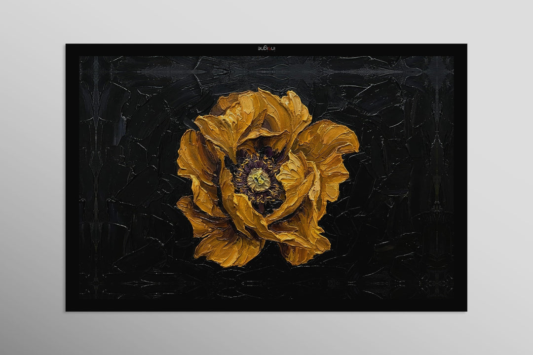 Gilded Obsidian Bloom — 3D Haptic Embossed High-Gloss Luxury Wall Art Home &amp; Garden > Decor > Artwork > Posters, Prints, &amp; Visual Artwork Insigne Art Design