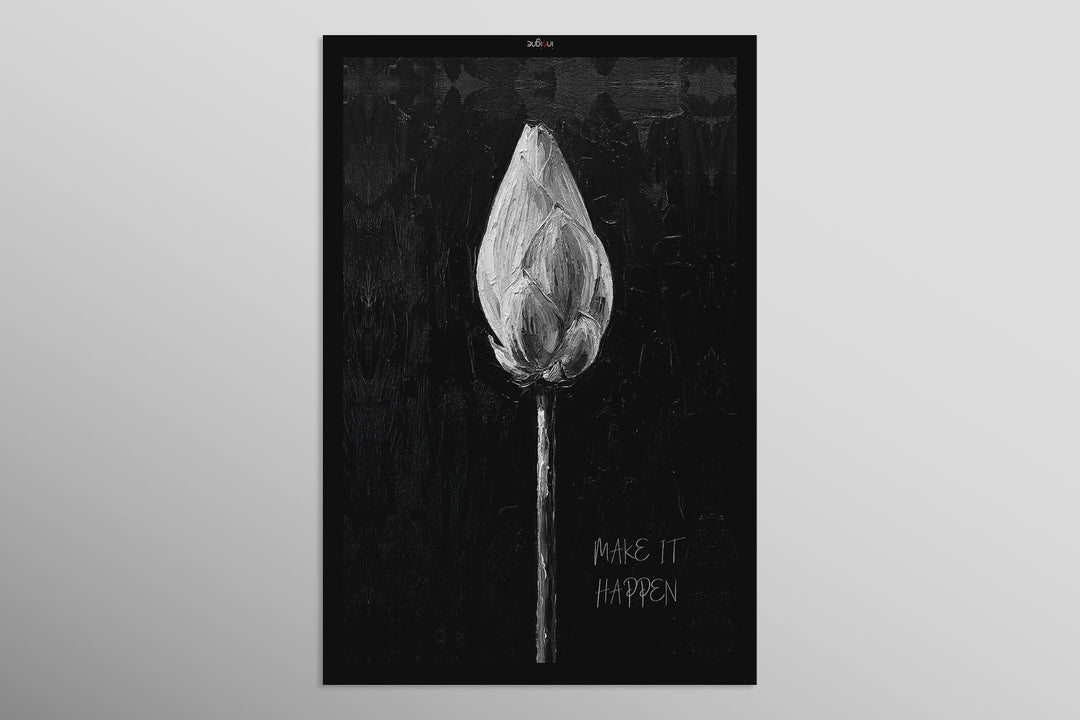 Monochrome Lotus Manifest — A Textured Vow in Black &amp; White Home &amp; Garden > Decor > Artwork > Posters, Prints, &amp; Visual Artwork Insigne Art Design