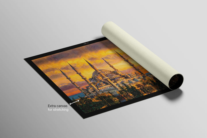 Golden Sunset Serenade: Blue Mosque — 3D Haptic Embossed High-Gloss Luxury Wall Art Home &amp; Garden > Decor > Artwork > Posters, Prints, &amp; Visual Artwork Insigne Art Design