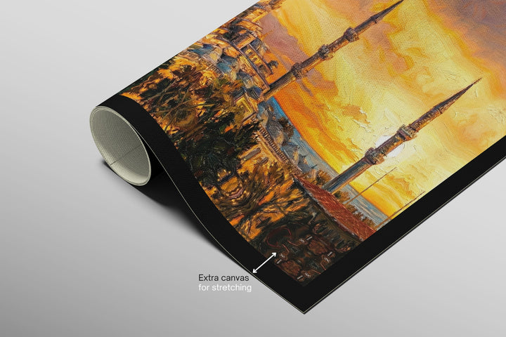Golden Sunset Serenade: Blue Mosque — 3D Haptic Embossed High-Gloss Luxury Wall Art Home &amp; Garden > Decor > Artwork > Posters, Prints, &amp; Visual Artwork Insigne Art Design